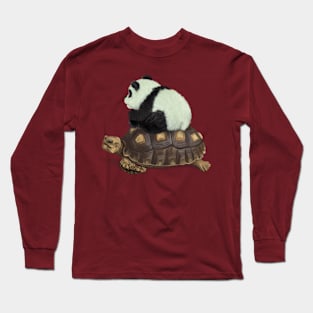 Tiny Panda Riding Tortoise Long Sleeve T-Shirt